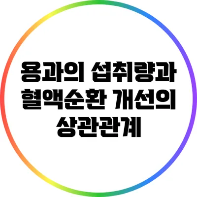 용과의 섭취량과 혈액순환 개선의 상관관계