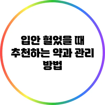 입안 헐었을 때 추천하는 약과 관리 방법