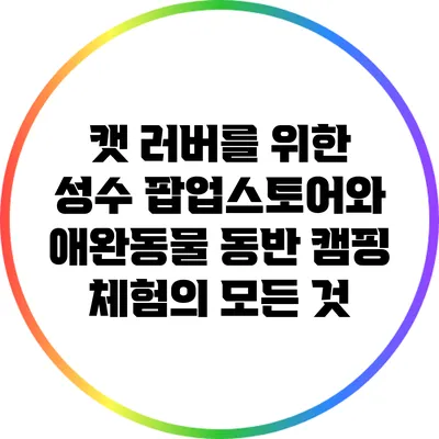 캣 러버를 위한 성수 팝업스토어와 애완동물 동반 캠핑 체험의 모든 것