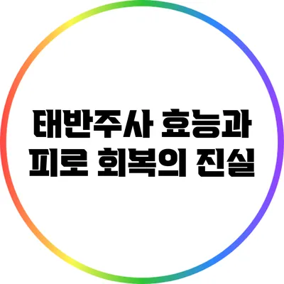 태반주사 효능과 피로 회복의 진실