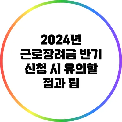 2024년 근로장려금 반기 신청 시 유의할 점과 팁