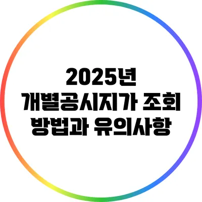 2025년 개별공시지가 조회 방법과 유의사항