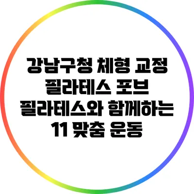 강남구청 체형 교정 필라테스: 포브 필라테스와 함께하는 1:1 맞춤 운동