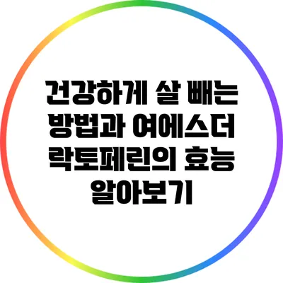 건강하게 살 빼는 방법과 여에스더 락토페린의 효능 알아보기