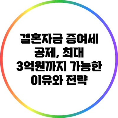 결혼자금 증여세 공제, 최대 3억원까지 가능한 이유와 전략