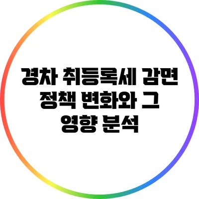 경차 취등록세 감면 정책 변화와 그 영향 분석