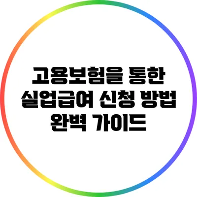 고용보험을 통한 실업급여 신청 방법 완벽 가이드