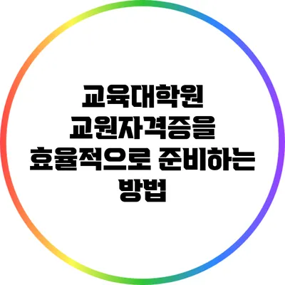 교육대학원 교원자격증을 효율적으로 준비하는 방법
