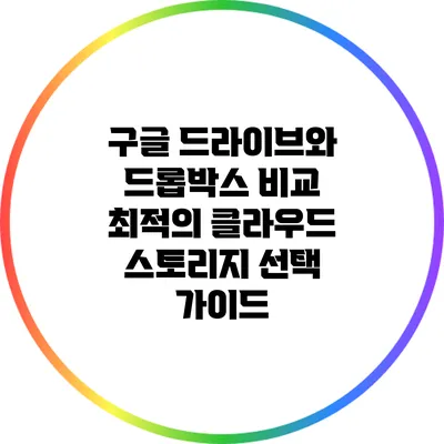 구글 드라이브와 드롭박스 비교: 최적의 클라우드 스토리지 선택 가이드