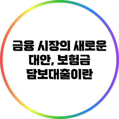 금융 시장의 새로운 대안, 보험금 담보대출이란?