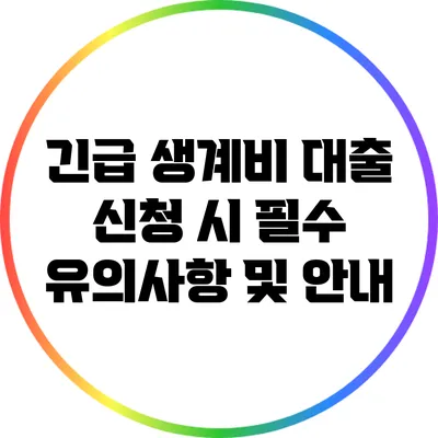 긴급 생계비 대출 신청 시 필수 유의사항 및 안내