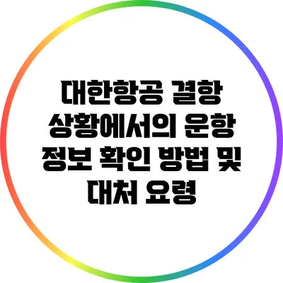 대한항공 결항 상황에서의 운항 정보 확인 방법 및 대처 요령