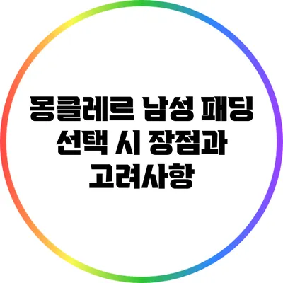 몽클레르 남성 패딩 선택 시 장점과 고려사항