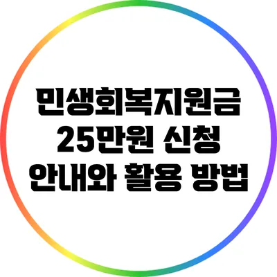 민생회복지원금 25만원 신청 안내와 활용 방법