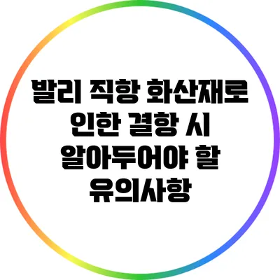 발리 직항 화산재로 인한 결항 시 알아두어야 할 유의사항