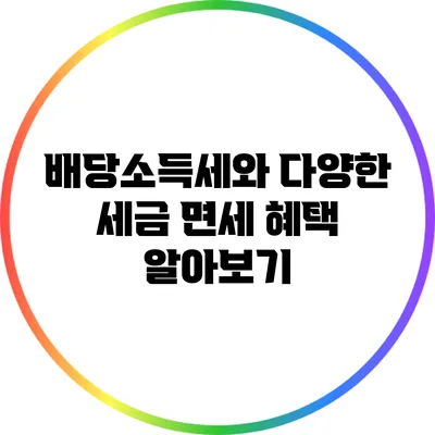 배당소득세와 다양한 세금 면세 혜택 알아보기