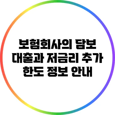 보험회사의 담보 대출과 저금리 추가 한도 정보 안내