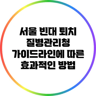 서울 빈대 퇴치: 질병관리청 가이드라인에 따른 효과적인 방법