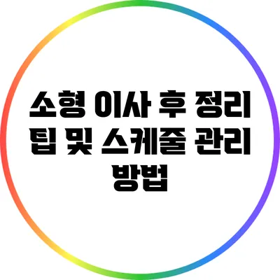소형 이사 후 정리 팁 및 스케줄 관리 방법