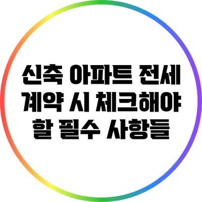 신축 아파트 전세 계약 시 체크해야 할 필수 사항들