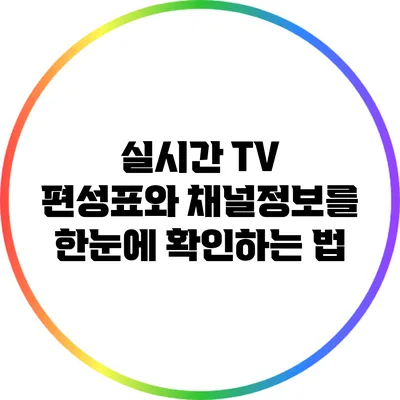 실시간 TV 편성표와 채널정보를 한눈에 확인하는 법