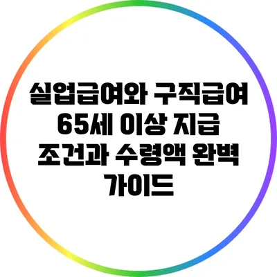 실업급여와 구직급여: 65세 이상 지급 조건과 수령액 완벽 가이드