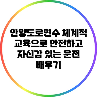 안양도로연수: 체계적 교육으로 안전하고 자신감 있는 운전 배우기