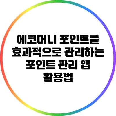 에코머니 포인트를 효과적으로 관리하는 포인트 관리 앱 활용법