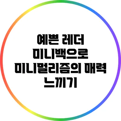 예쁜 레더 미니백으로 미니멀리즘의 매력 느끼기