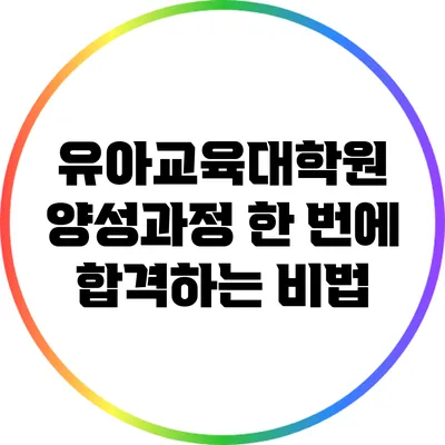 유아교육대학원 양성과정 한 번에 합격하는 비법