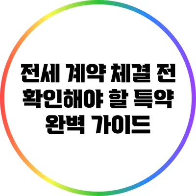 전세 계약 체결 전 확인해야 할 특약 완벽 가이드