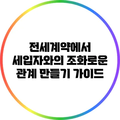 전세계약에서 세입자와의 조화로운 관계 만들기 가이드