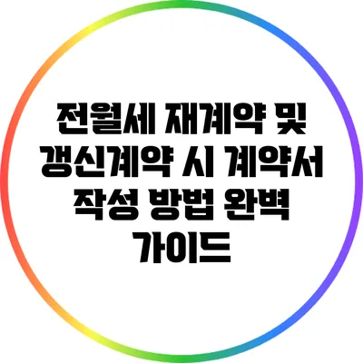 전월세 재계약 및 갱신계약 시 계약서 작성 방법 완벽 가이드