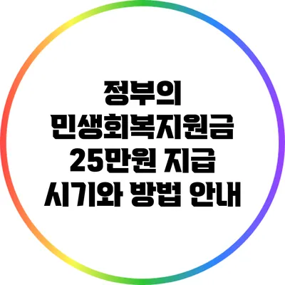 정부의 민생회복지원금 25만원 지급 시기와 방법 안내