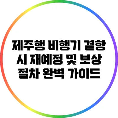 제주행 비행기 결항 시 재예정 및 보상 절차 완벽 가이드