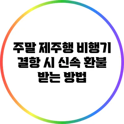 주말 제주행 비행기 결항 시 신속 환불 받는 방법