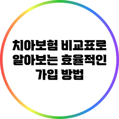 치아보험 비교표로 알아보는 효율적인 가입 방법