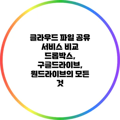 클라우드 파일 공유 서비스 비교: 드롭박스, 구글드라이브, 원드라이브의 모든 것