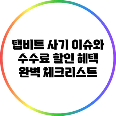 탭비트: 사기 이슈와 수수료 할인 혜택 완벽 체크리스트