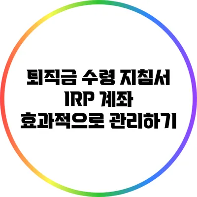 퇴직금 수령 지침서: IRP 계좌 효과적으로 관리하기