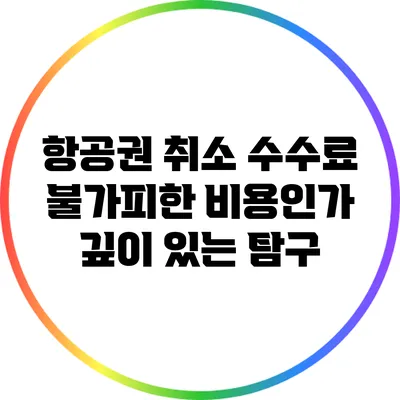 항공권 취소 수수료: 불가피한 비용인가? 깊이 있는 탐구