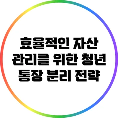 효율적인 자산 관리를 위한 청년 통장 분리 전략