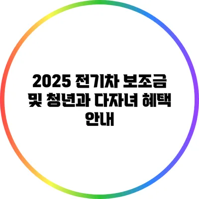 2025 전기차 보조금 및 청년과 다자녀 혜택 안내