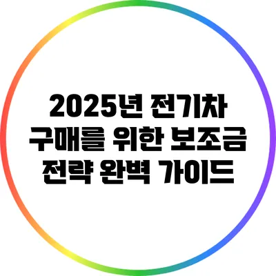 2025년 전기차 구매를 위한 보조금 전략 완벽 가이드