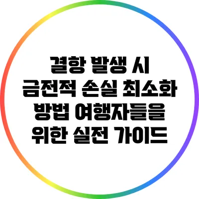 결항 발생 시 금전적 손실 최소화 방법: 여행자들을 위한 실전 가이드