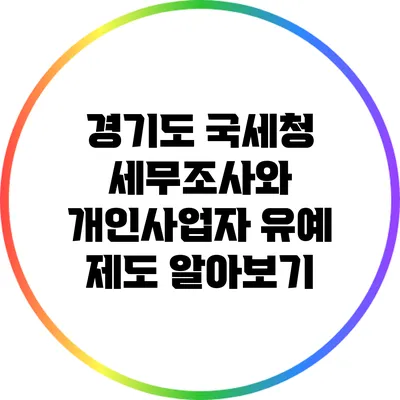 경기도 국세청 세무조사와 개인사업자 유예 제도 알아보기