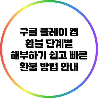 구글 플레이 앱 환불 단계별 해부하기: 쉽고 빠른 환불 방법 안내
