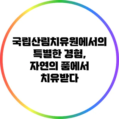 국립산림치유원에서의 특별한 경험, 자연의 품에서 치유받다