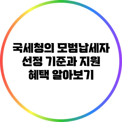 국세청의 모범납세자 선정 기준과 지원 혜택 알아보기