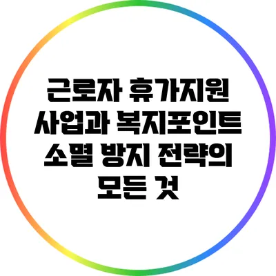 근로자 휴가지원 사업과 복지포인트 소멸 방지 전략의 모든 것